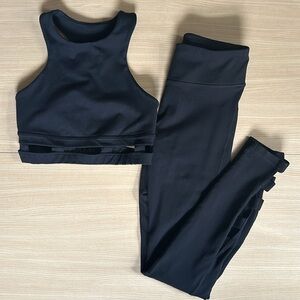 Express EXP Core Black Leggings and Sports Bra Set XS